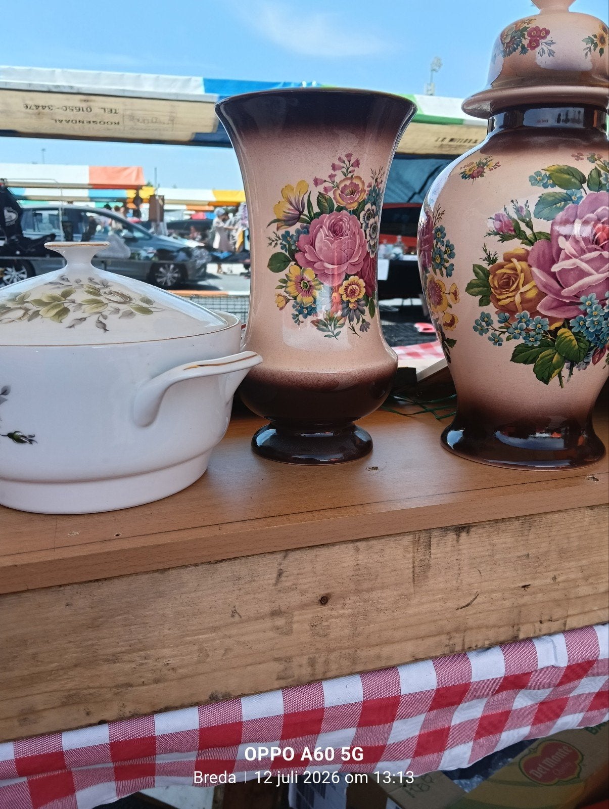 Set van 3 Vintage Vazen met Bloemenprint, Ophalen