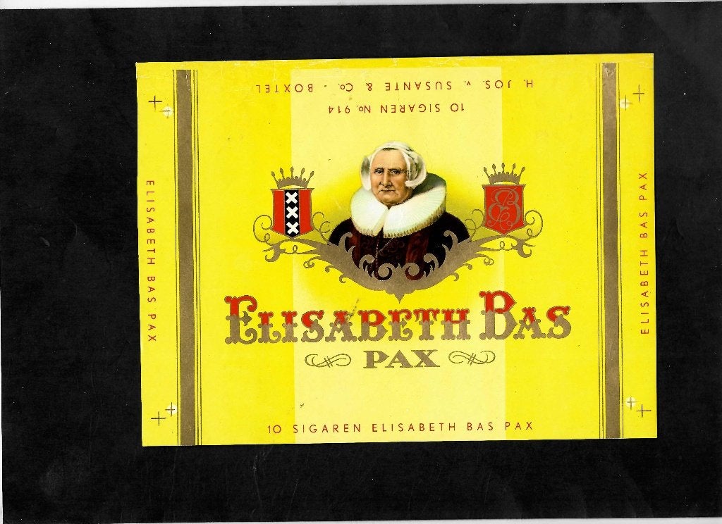 Elisabeth Bas   etiket, Ophalen of Verzenden, Gebruikt, Sigarenbandjes