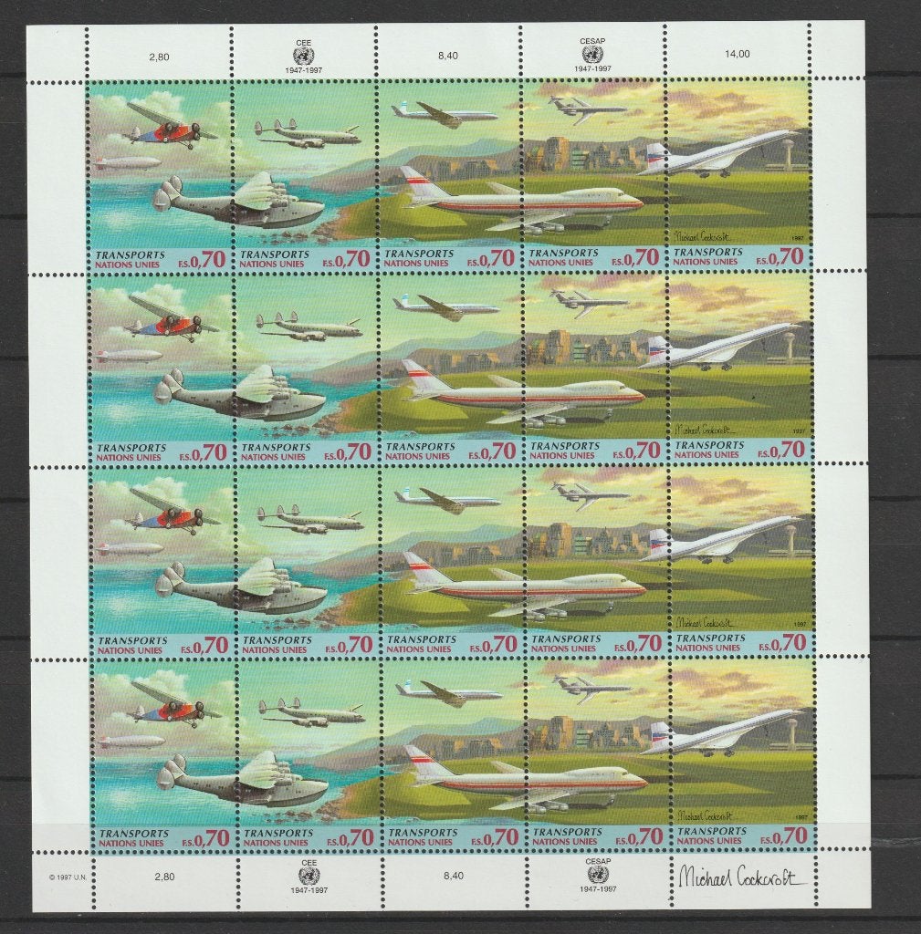 TSS Kavel 1510186 VN Geneve PF minr 314-318 blok luchtvaart, Ophalen, Overige landen, Postfris
