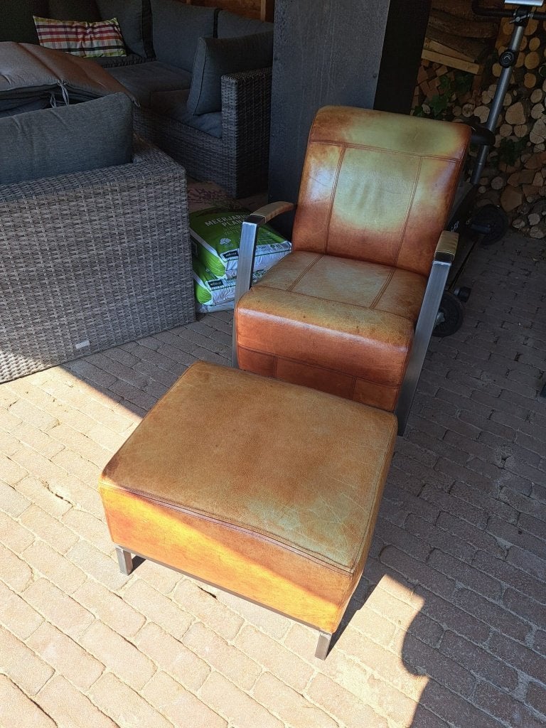 Leren stoel, Huis en Inrichting, Ophalen, Gebruikt, Bruin, Leer
