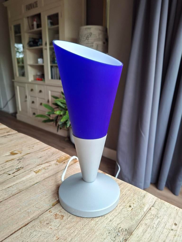Vintage IKEA Kryolit B9419 Tafellamp - Blauw Glas Jaren '90, Ophalen of Verzenden, Gebruikt, Glas