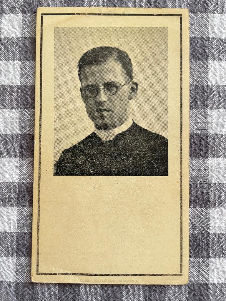 Bidprentje - Oorlog - kapelaan Goossens - kamp Bergen-Belsen, Ophalen of Verzenden, Bidprentje