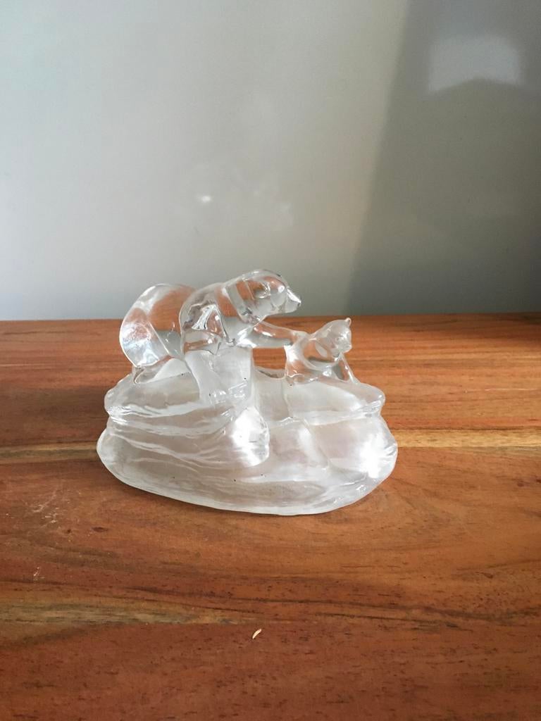 Glazen ijsberen beeldje - moeder en kind, Antiek en Kunst, Ophalen of Verzenden