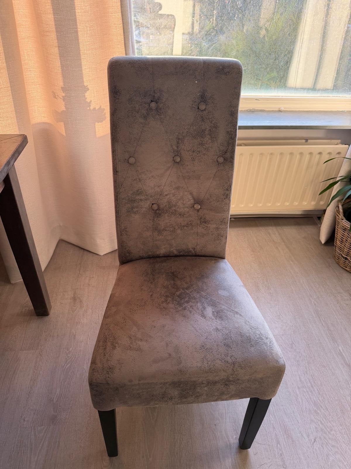 Set van 2 gestoffeerde eetkamerstoelen, grijs, Ophalen, Gebruikt, Vier, Stof