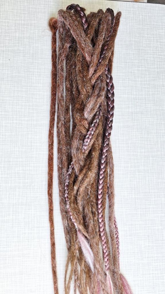 Partial set synthetische Dreads Locks 10 DE 2x vlecht bruin, Sieraden, Tassen en Uiterlijk, Uiterlijk | Haarverzorging, Ophalen of Verzenden