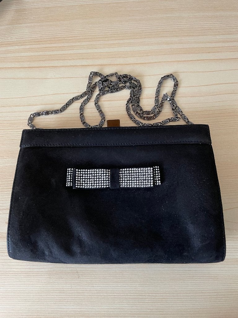 Dames Avondtasje kleur zwart. Suede Linea Raffaelli, Ophalen of Verzenden, Zo goed als nieuw, Zwart, Avondtasje