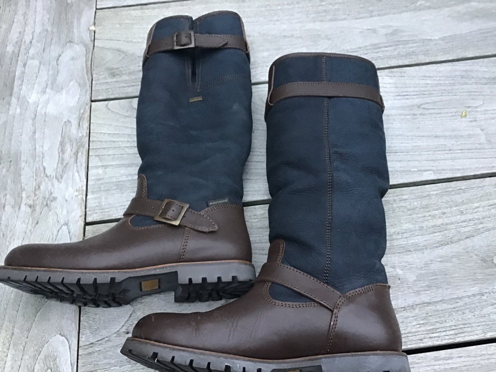 Human Nature outdoor laarzen - donkerblauw/bruin, maat 39, Hoge laarzen, Blauw, Ophalen of Verzenden, Zo goed als nieuw