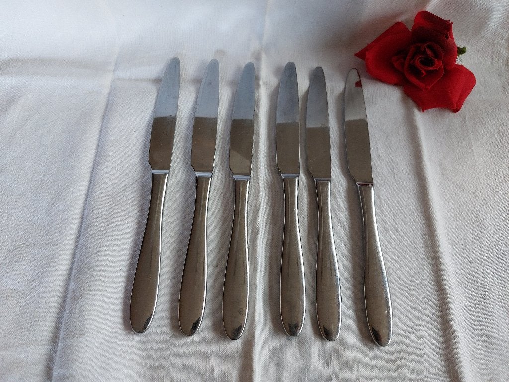 Schulte Ufer ~ 7 dinermessen, Verzenden, Los bestek, Zo goed als nieuw, Rvs of Chroom