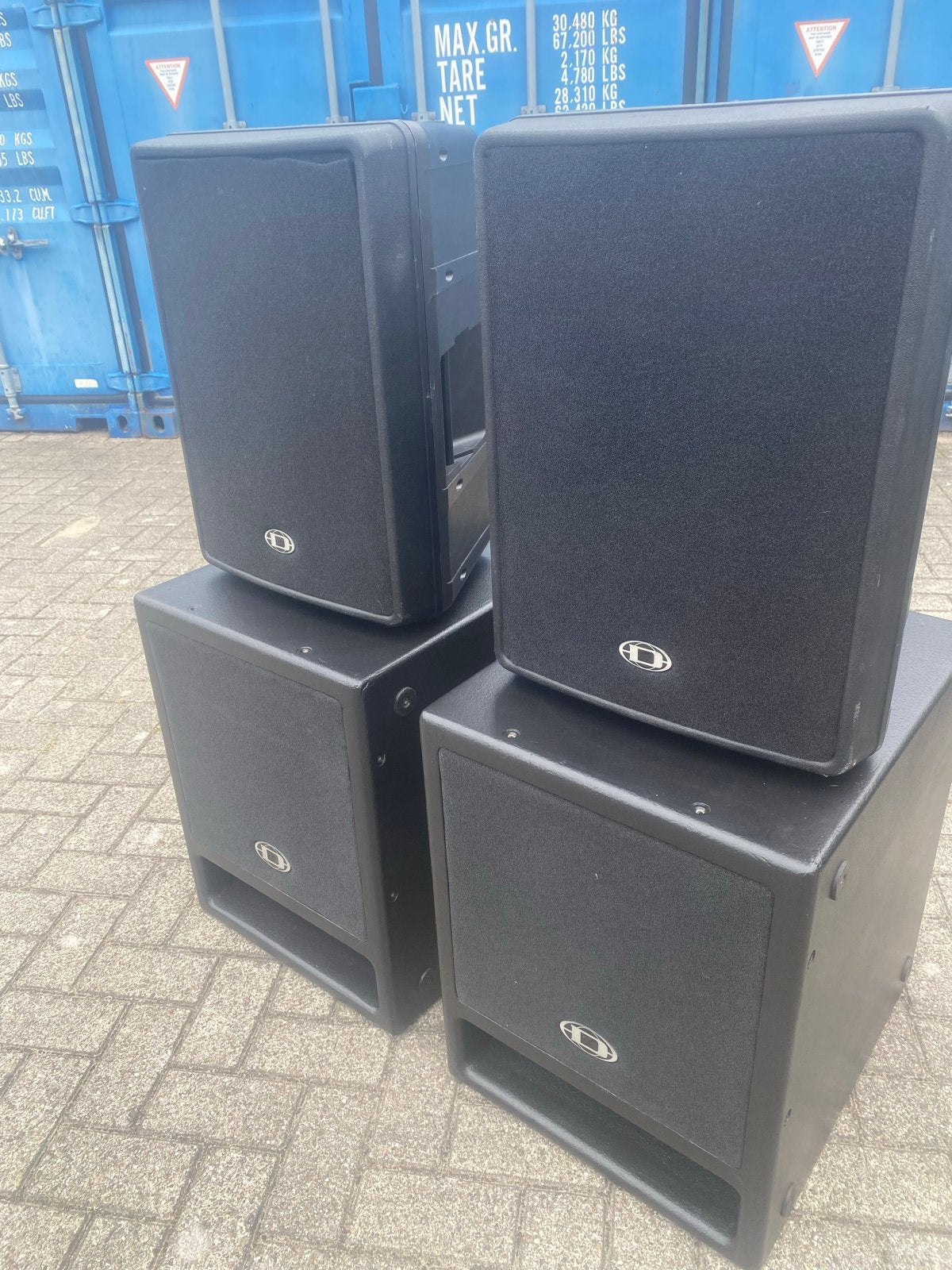 Dynacord Dlite actieve set: 2x D12, PowerSub 315, Sub 115, Gebruikt, Speakerset, Ophalen of Verzenden, Nvt
