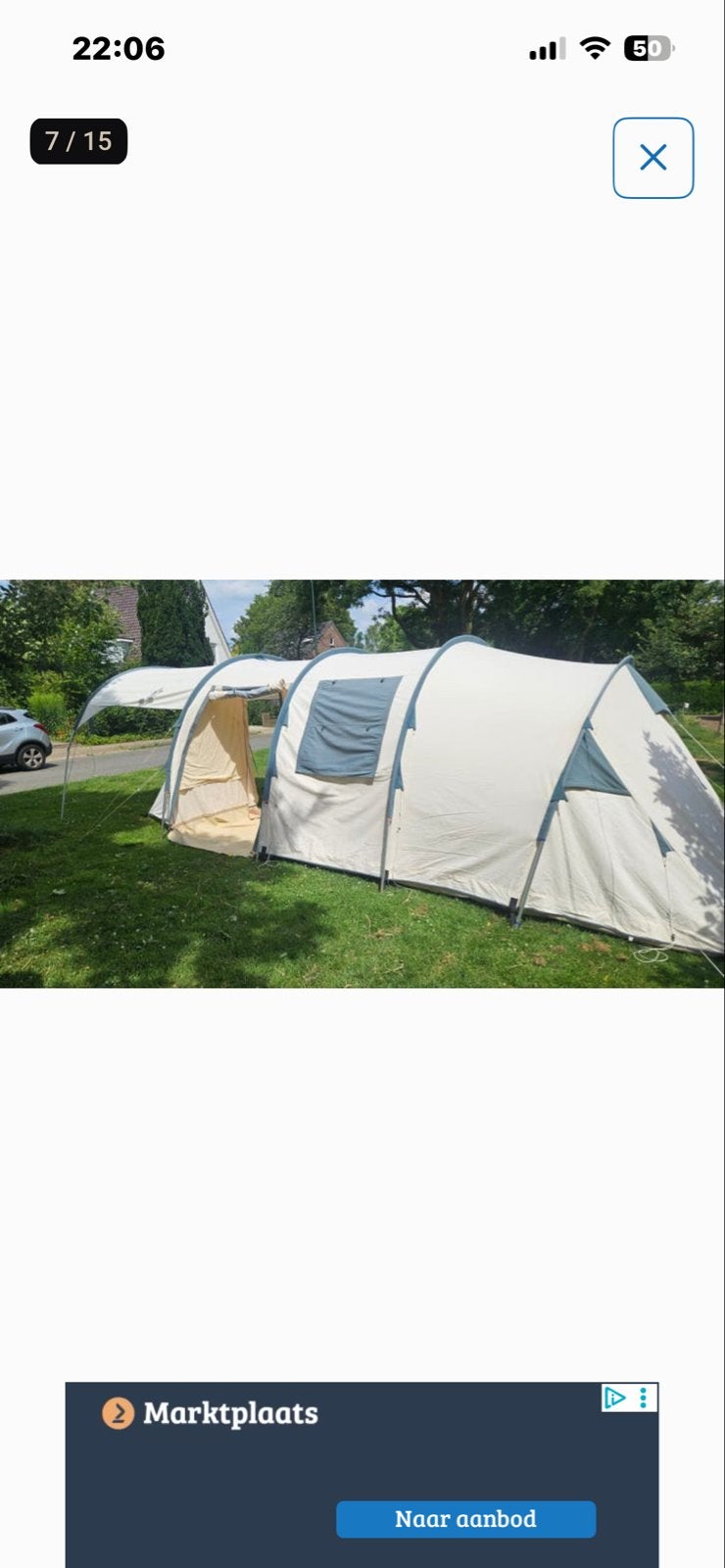 Hypercamp Fashion Gold tunneltent - 6 persoons, Caravans en Kamperen, Tenten, Ophalen, Gebruikt, Tot en met 6