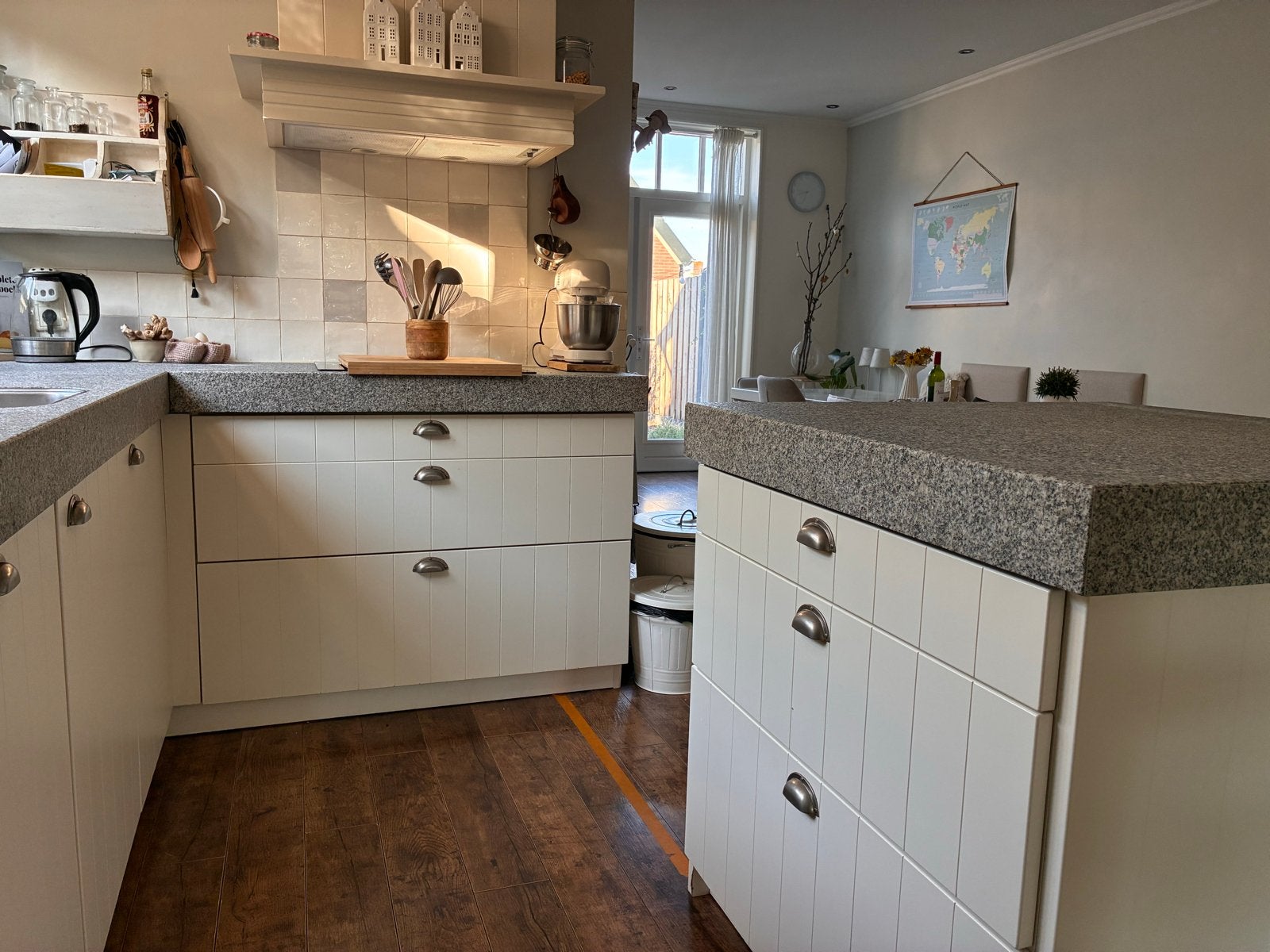 Grote keuken met hardstenen blad te koop, Ophalen, Gebruikt, Wit, Overige typen