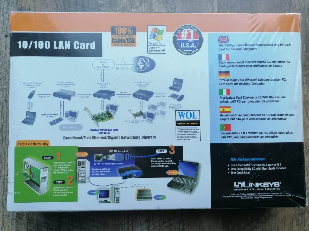 Linksys LNE100TX XP Netwerkkaart 10/100 PCI LAN XP (Nieuw), Ophalen, Nieuw, Intern, Linksys