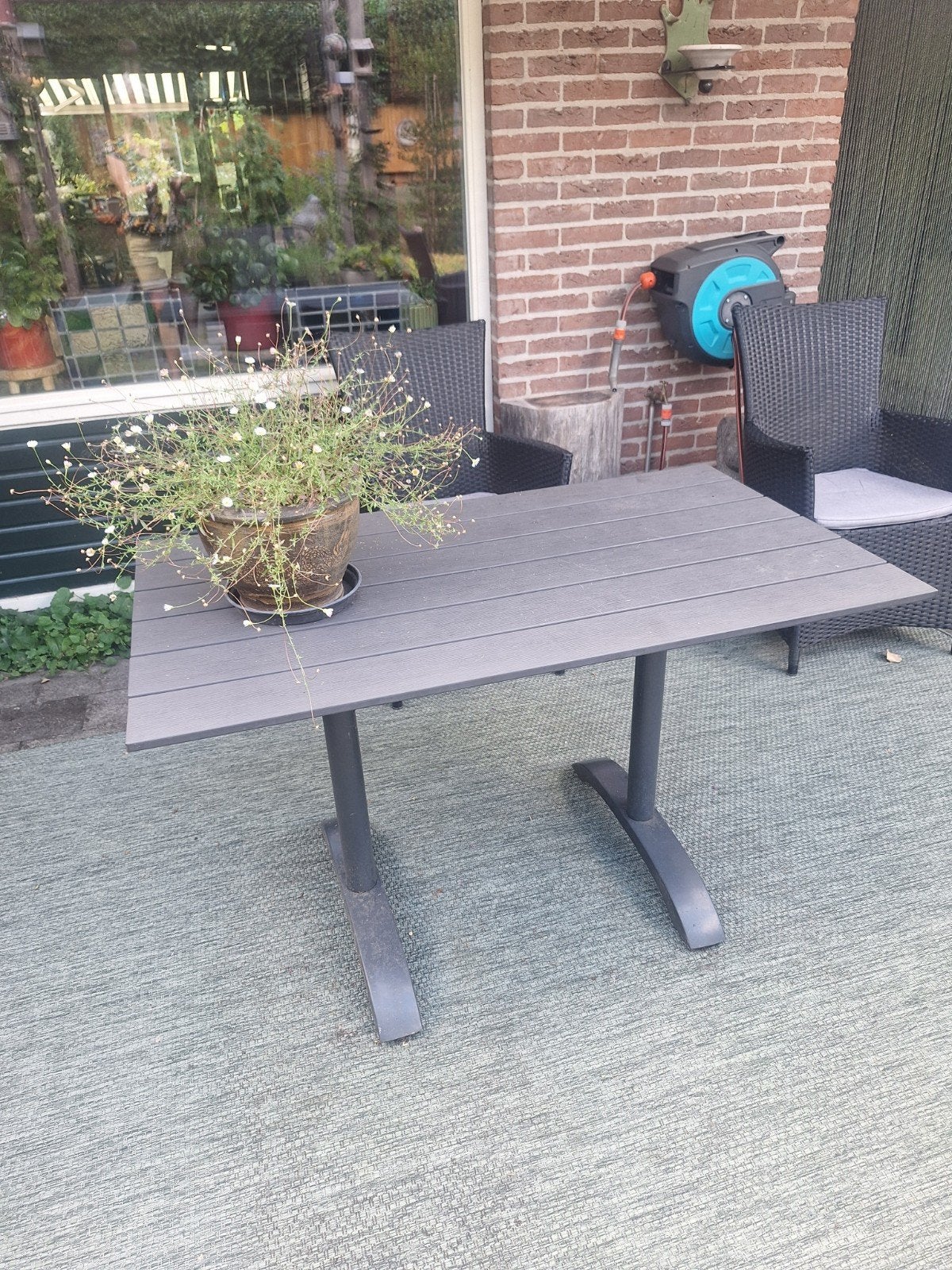Kees Smit tuintafel antracietgrijs Polywood/aluminium, Ophalen, Gebruikt, Rechthoekig, Aluminium