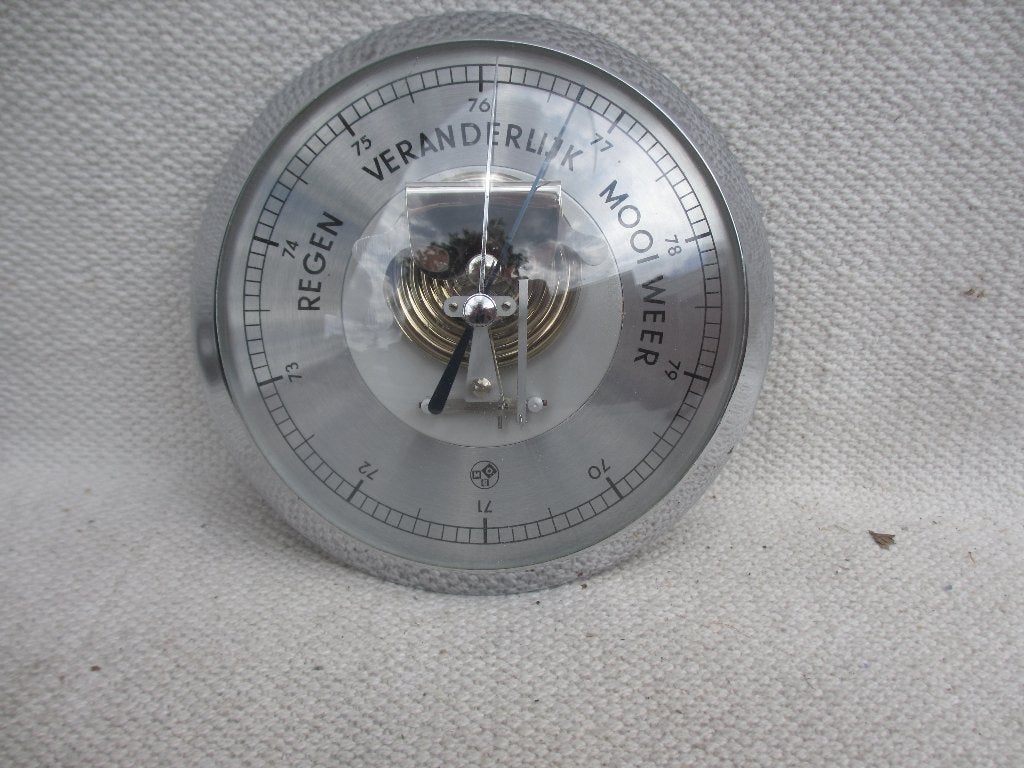 Chrome barometer van Moco. jaren 70, Ophalen of Verzenden, Gebruikt, Barometer