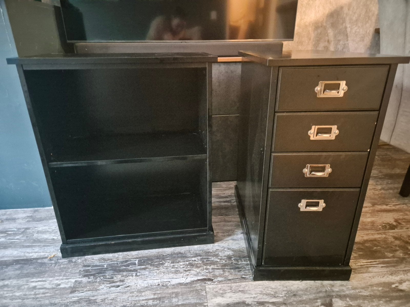 Ikea KLIMPEN Zwart bureau onderstel / poot / kastje, Ophalen, Gebruikt, Spaanplaat of MDF, IKEA