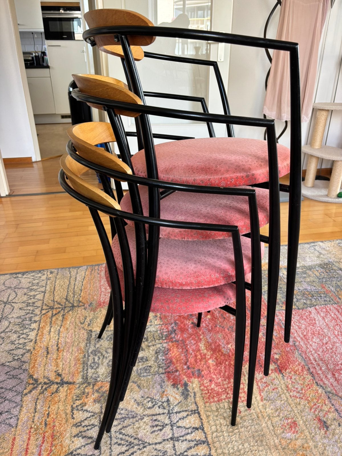Set van 4 vintage 90’s design stoelen, Ophalen, Gebruikt, Overige kleuren, Vier