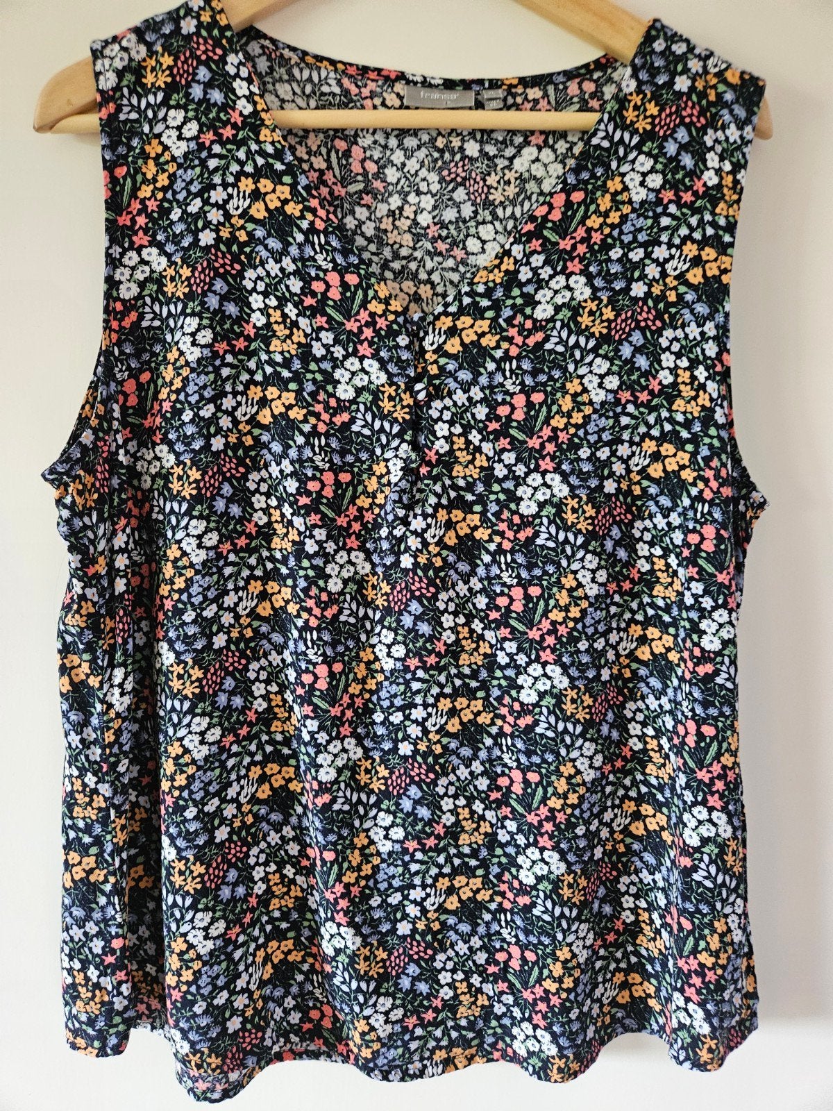 Fransa mouwloze blouse 42 L zgan, Fransa, Zwart, Maat 42/44 (L), Ophalen of Verzenden
