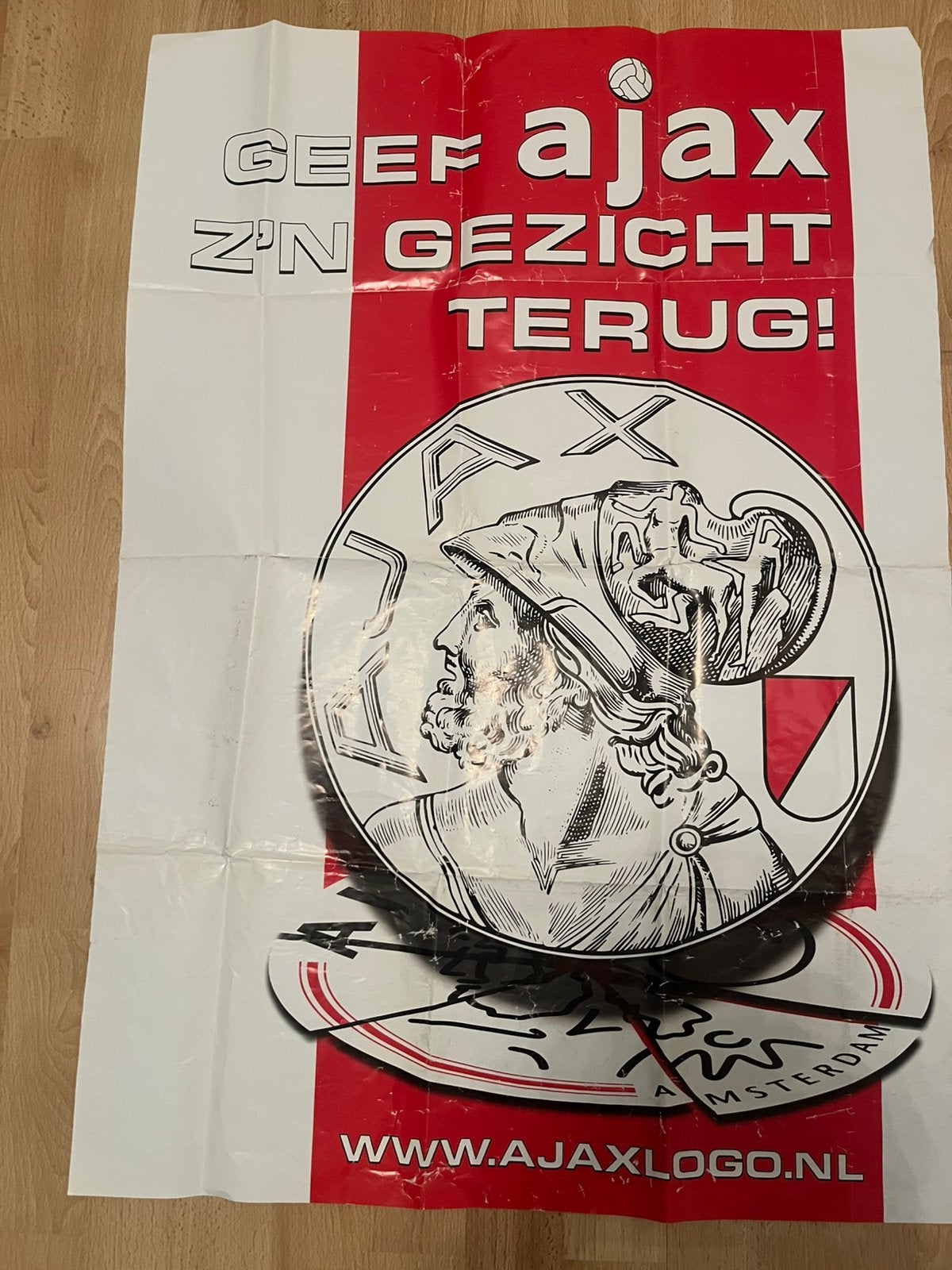 POSTER GEEF AJAX ZIJN GEZICHT TERUG, Ophalen of Verzenden, Zo goed als nieuw, Ajax, Poster, Plaatje of Sticker