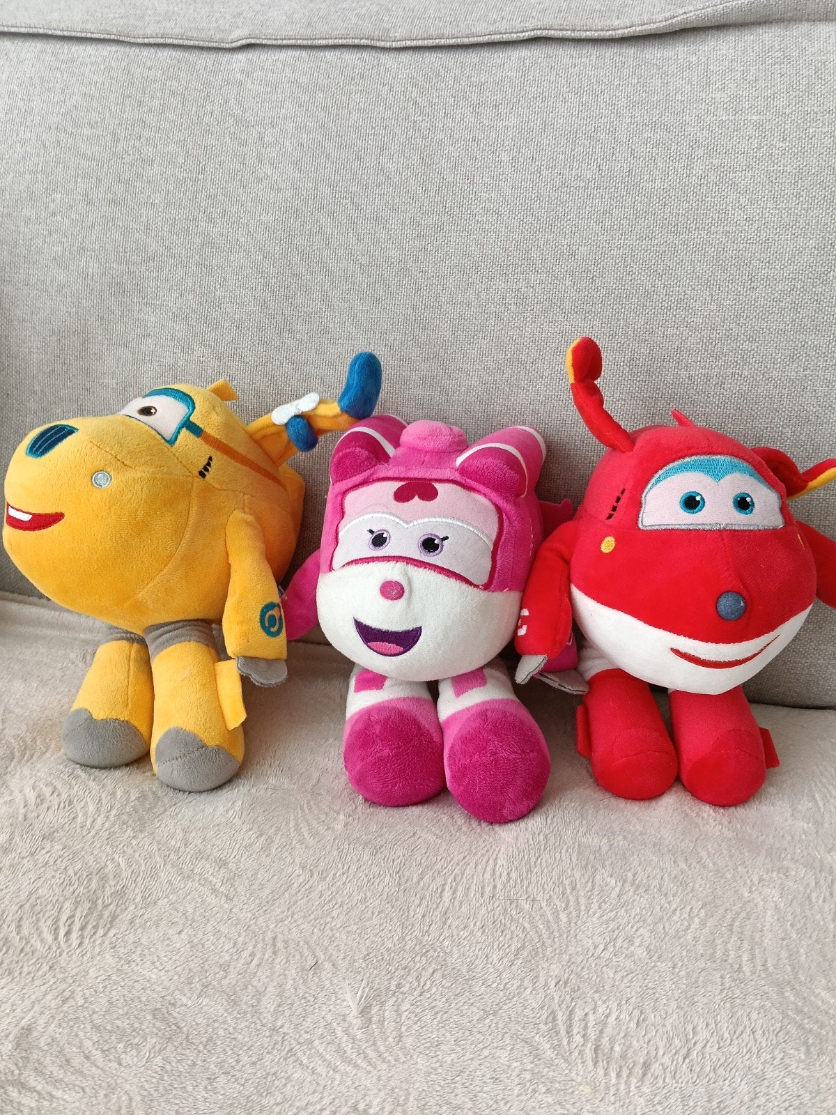 3 Super Wings knuffels - Jett, Dizzy en Donnie, Gebruikt, Overige merken, Overige karakters, Overige typen
