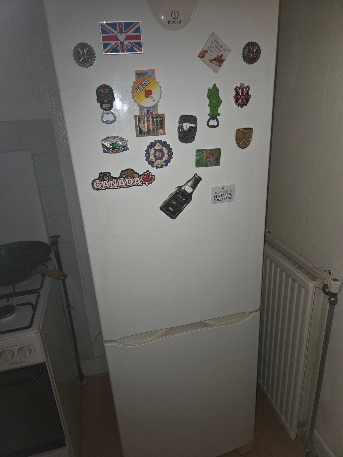indisit koelkast met vriesvak, Ophalen, Gebruikt, Met vriesvak, 160 cm of meer