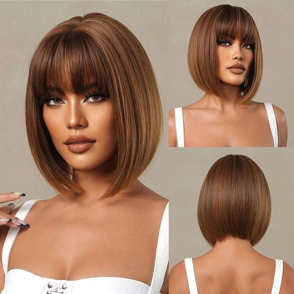 Pruik kort bob model met steil haar model Dani, Verzenden, Nieuw, Pruik of Haarverlenging