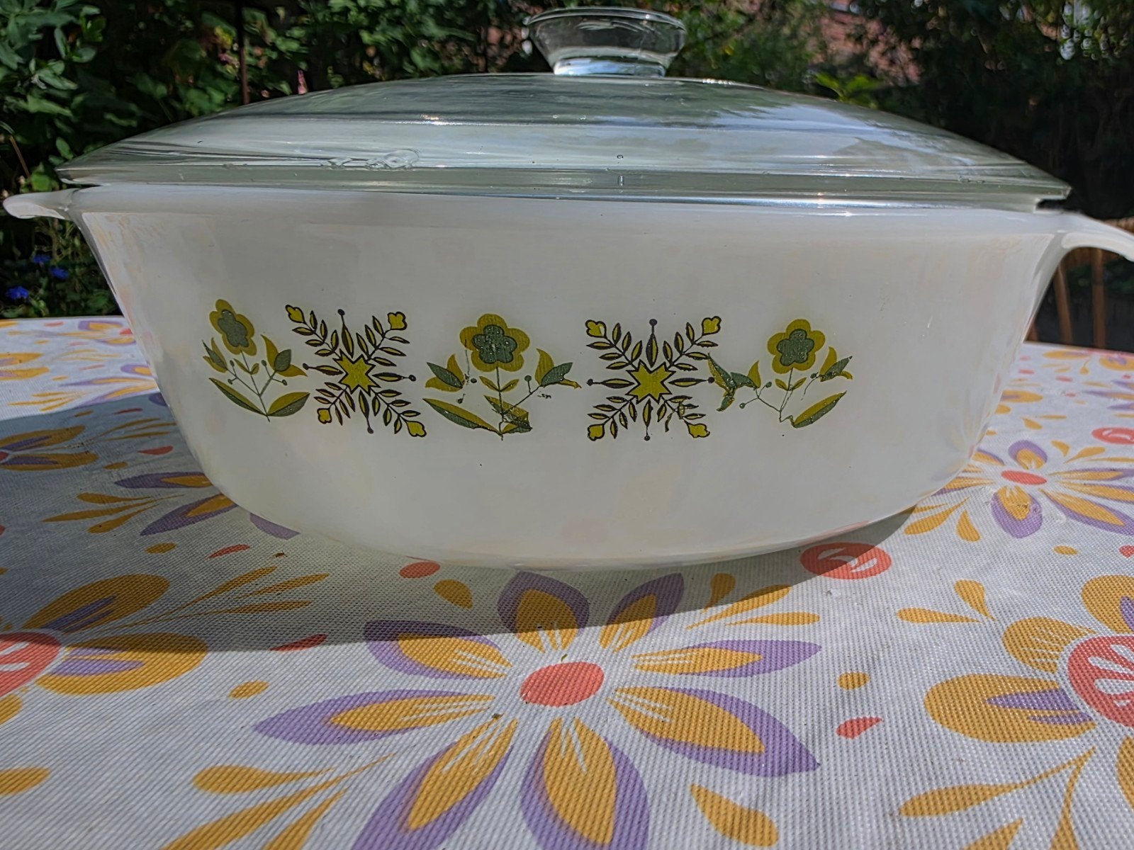vintage retro Anchor ovenschaal met originele deksel, Vintage, Ophalen of Verzenden, Glas, Schaal of Schalen