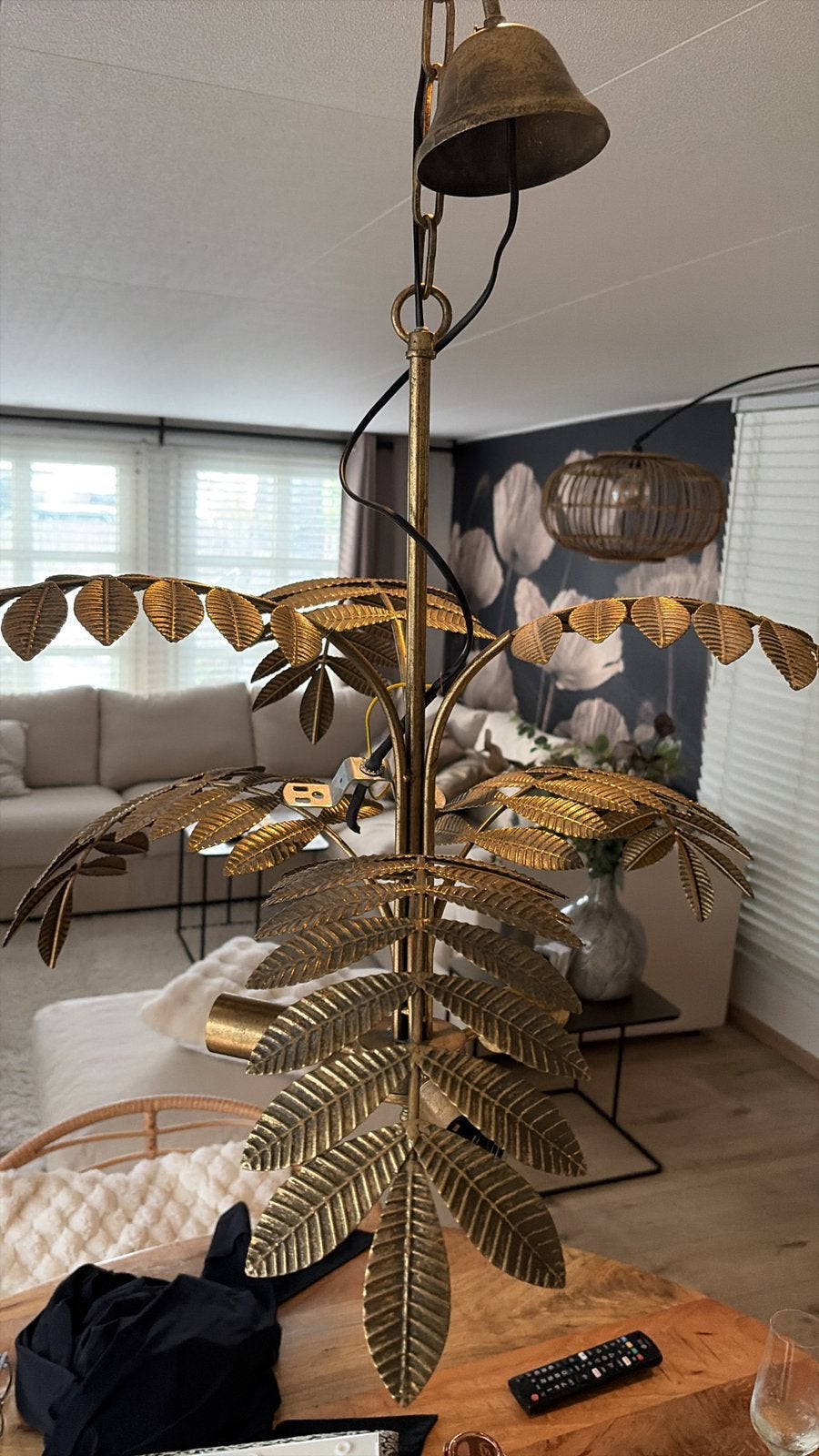 Bladerenlamp hanglamp goud unbeleafeble, Ophalen of Verzenden, Zo goed als nieuw, Metaal, Vintage