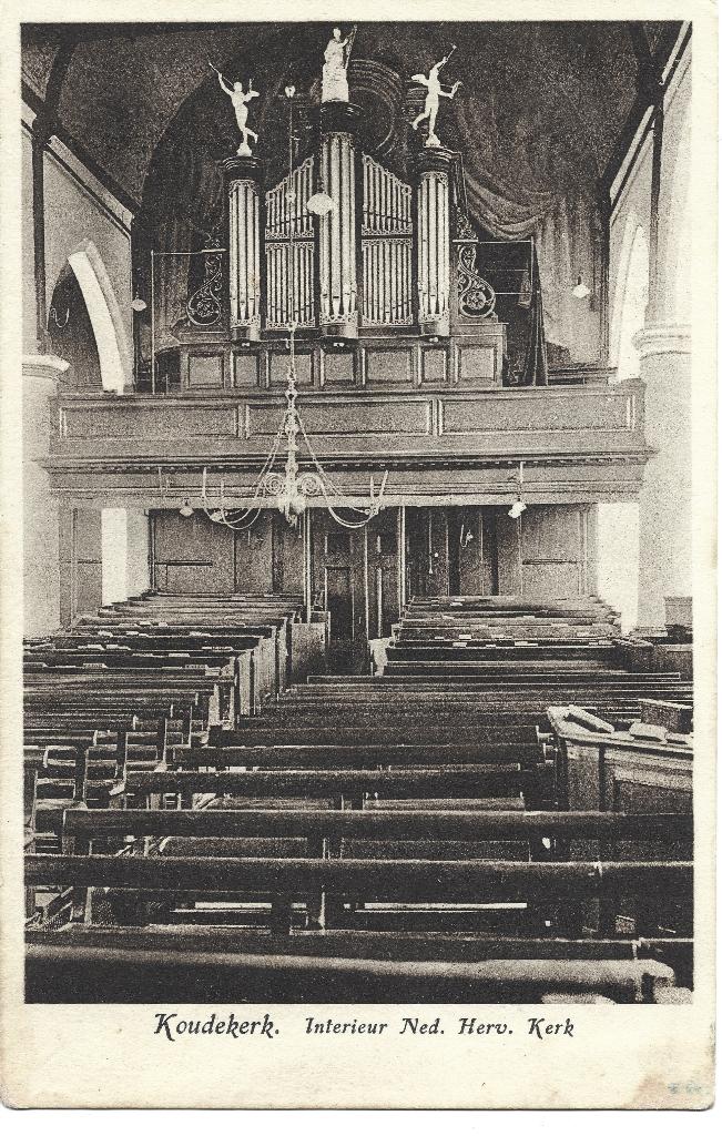 Koudekerk a/d Rijn interieur Ned Herv Kerk orgel, Ophalen of Verzenden, 1920 tot 1940, Ongelopen, Zuid-Holland