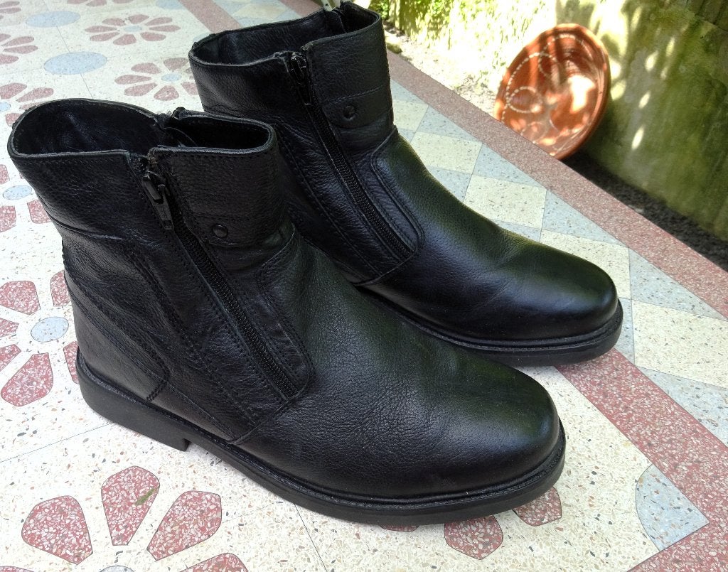 Maat 42 * Zwart generfd leren Claudio Conti boots, Kleding | Heren, Verzenden, Zwart, Zo goed als nieuw, Boots