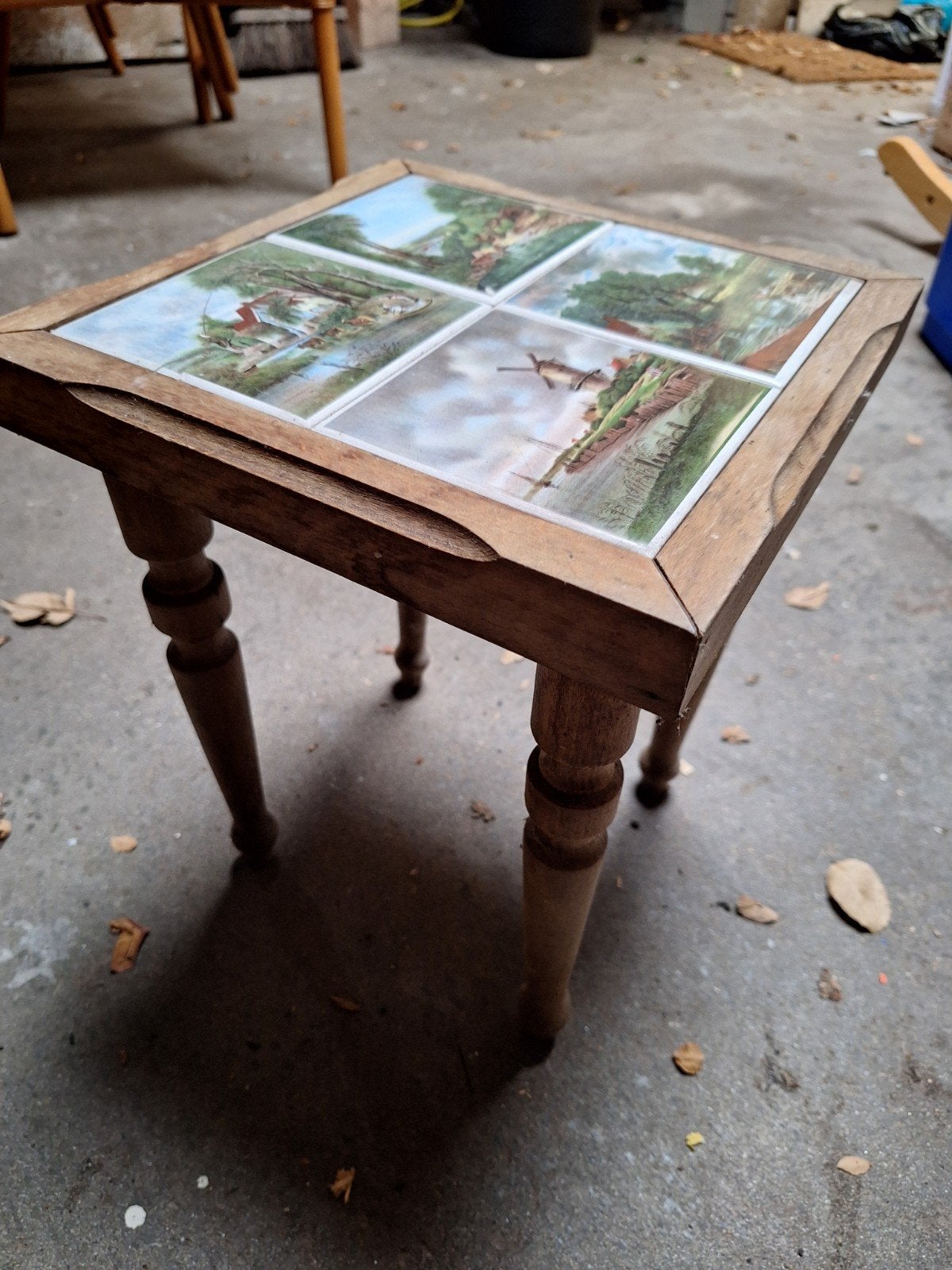 Vintage bijzettafel met tegels - Hollandse taferelen, Ophalen