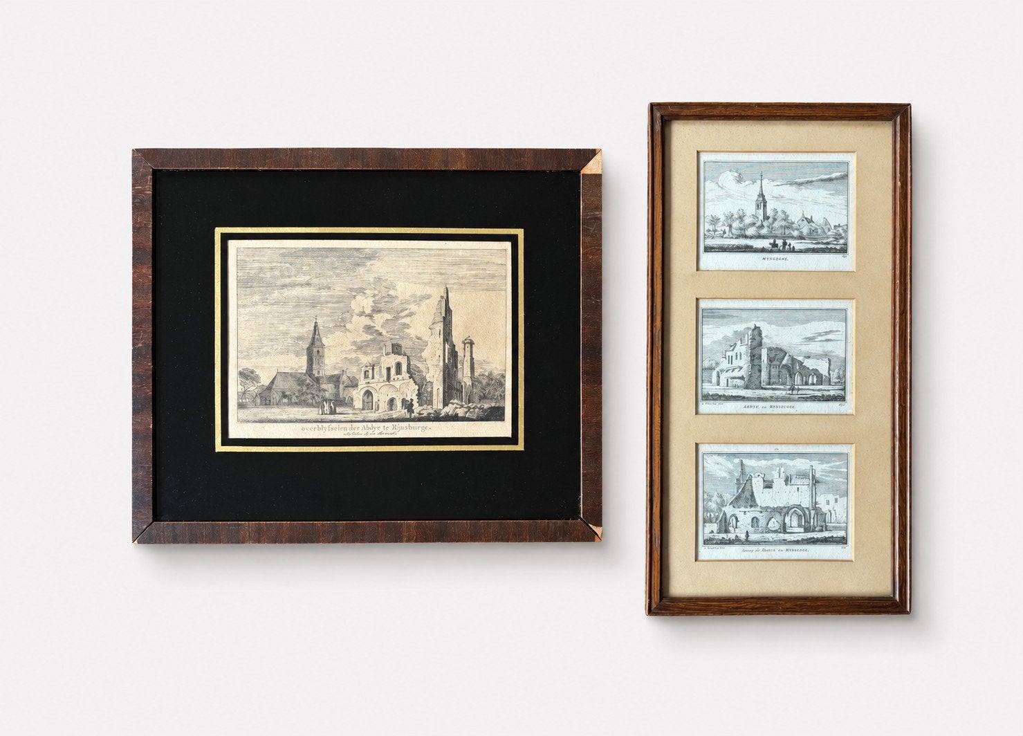 Kopergravures van A. Rademaker en E. Maaskamp - Rijnsburg, Antiek en Kunst, Ophalen of Verzenden