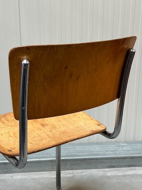 Gispen 108 sledestoel vintage eetkamerstoel buisframestoel, Ophalen, Gebruikt, Jaren 30, Bruin