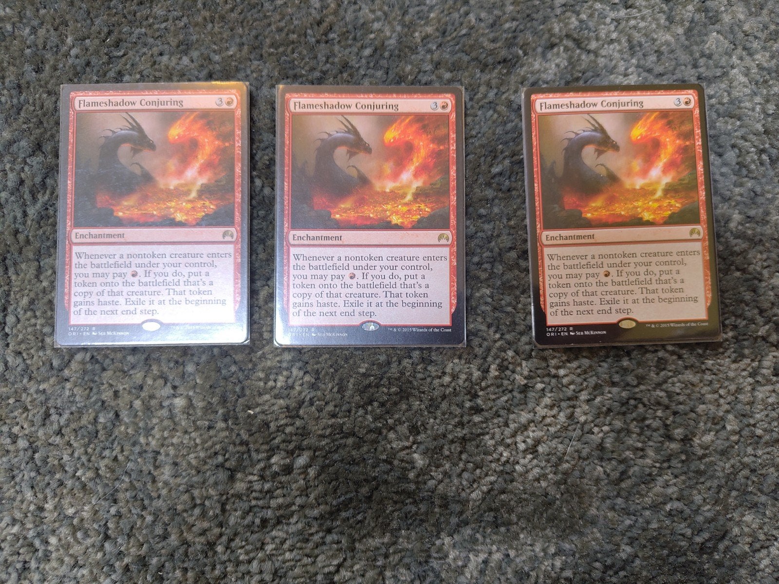 3x Flameshadow Conjuring Magic The Gathering Kaarten, Ophalen of Verzenden, Gebruikt, Meerdere kaarten