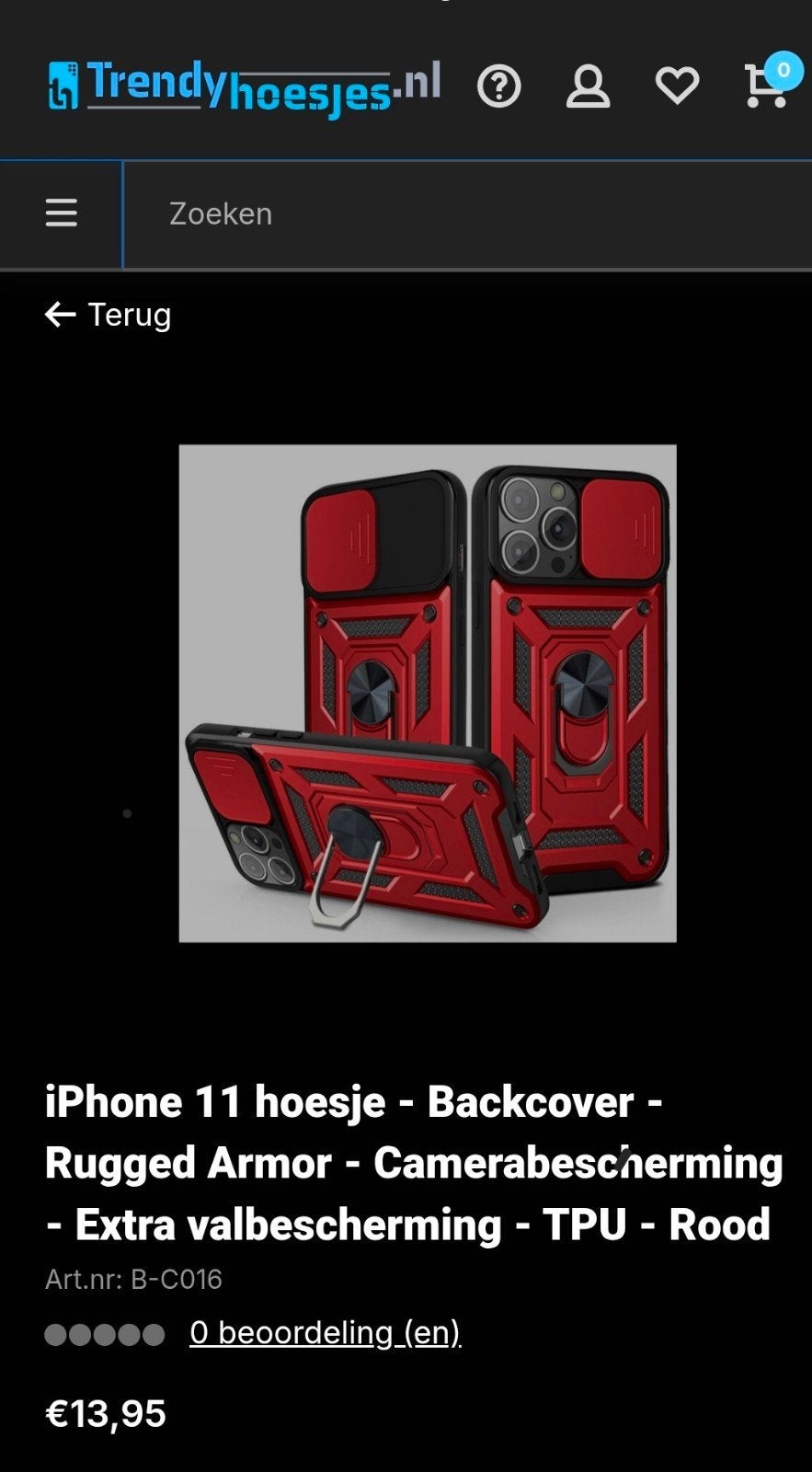 hoes iphone 11 knalrood met standaard clip, Ophalen, Zo goed als nieuw, IPhone 11