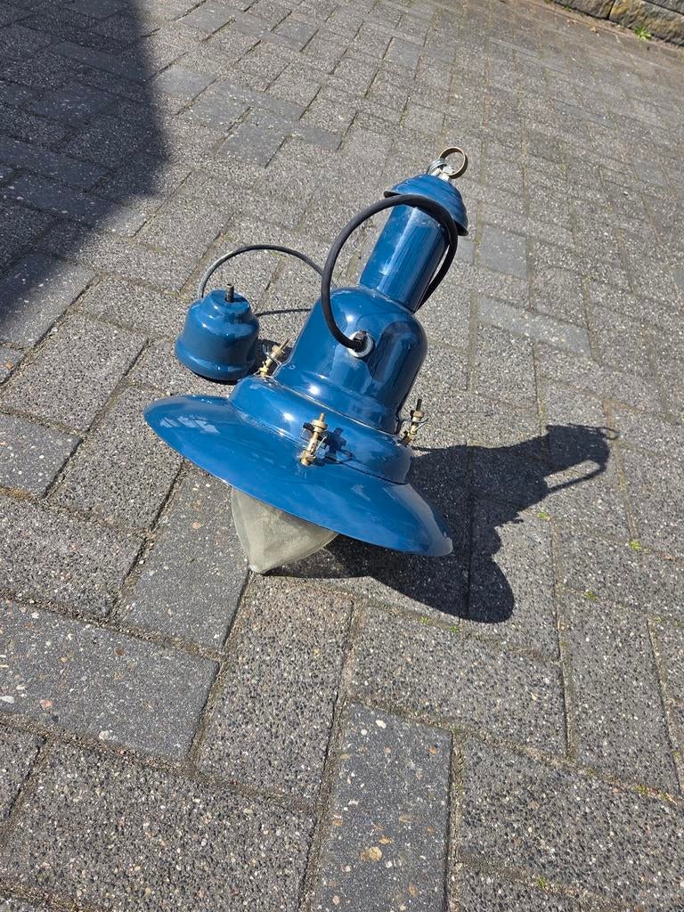 Petrol blauwe vintage scheepslamp Ucello, Ophalen of Verzenden