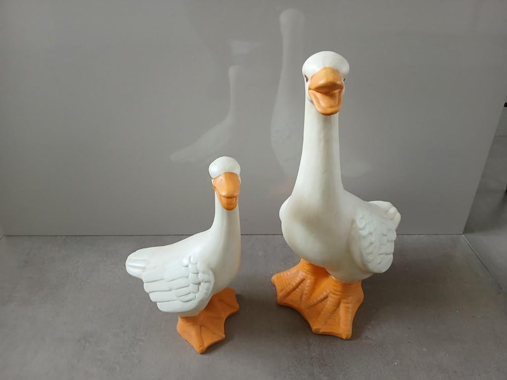Vintage eend of gans  stel van klei, Ophalen, Gebruikt, Dier