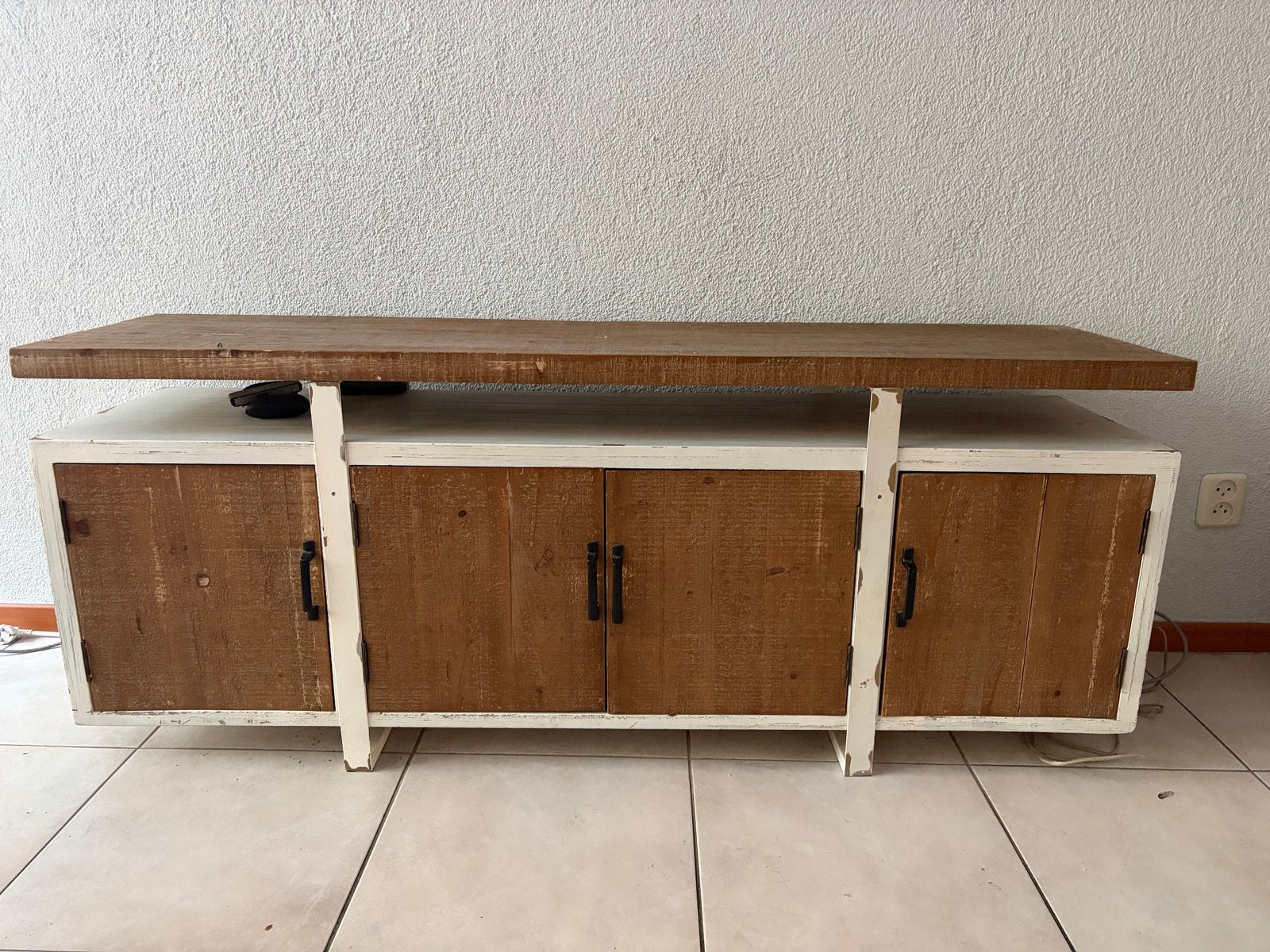 Vintage / retro look houten tv-meubel met opbergruimte, Ophalen, Gebruikt, 100 tot 150 cm, Minder dan 100 cm