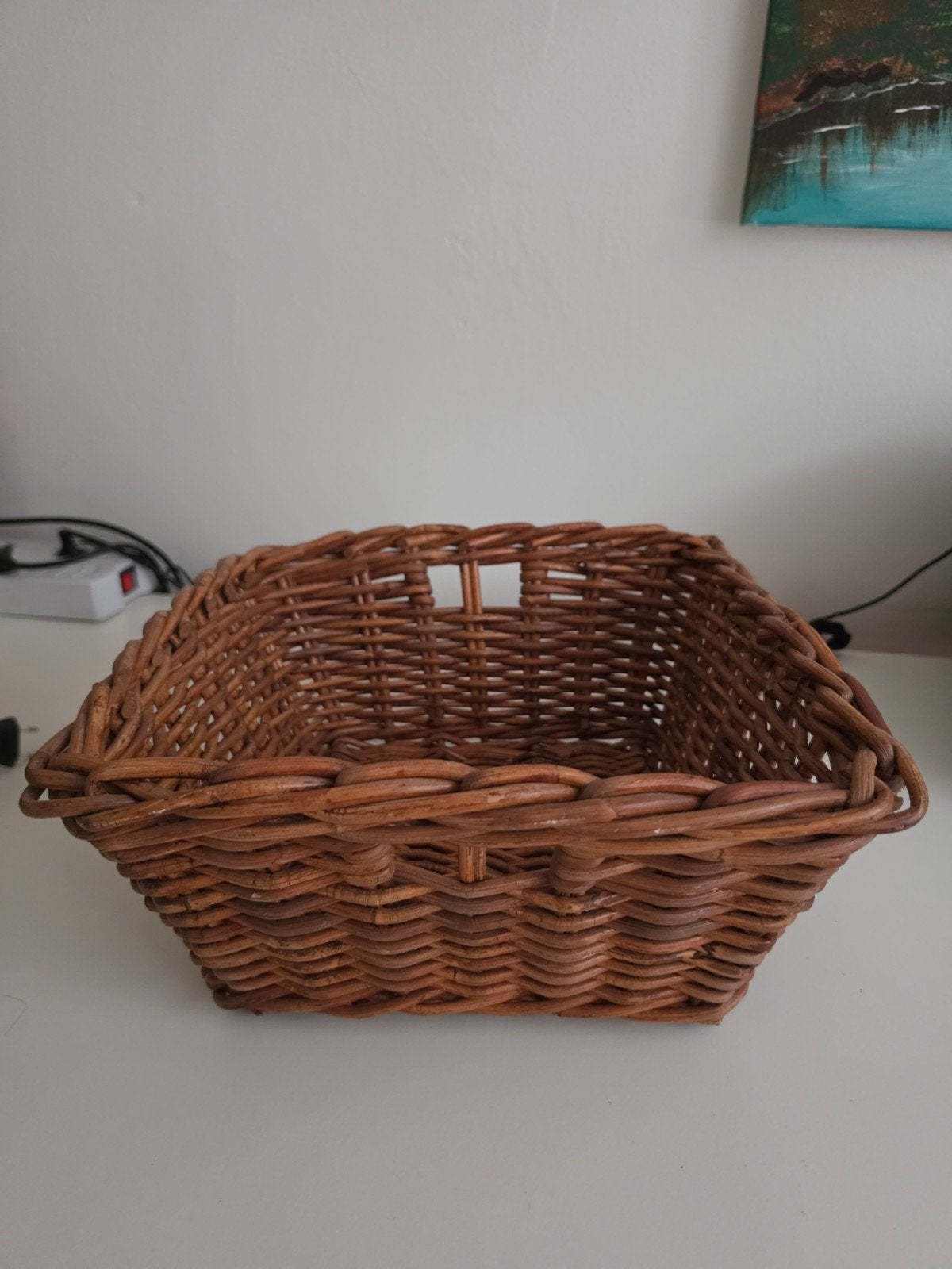Set van 4 rieten manden - vierkant, Gebruikt, Gevlochten, Mand, Vierkant
