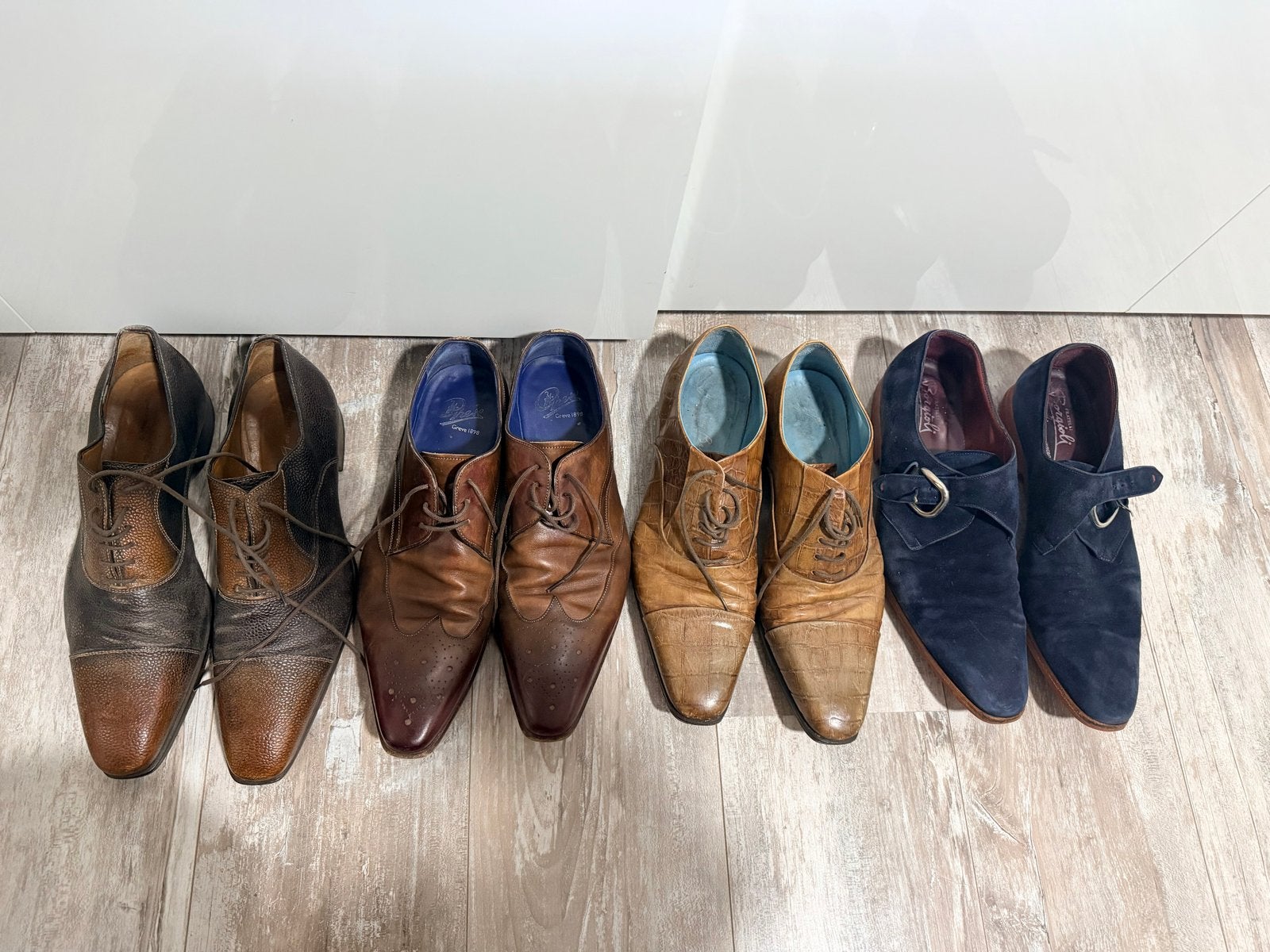 Italiaanse leren schoenen. Greve Fratelli Borgioli Francesco, Bruin, Ophalen of Verzenden, Gedragen, Veterschoenen