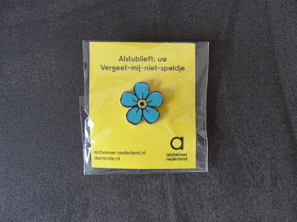 Vergeet-mij-niet-speldje, Ophalen of Verzenden, Nieuw, Figuurtje, Speldje of Pin