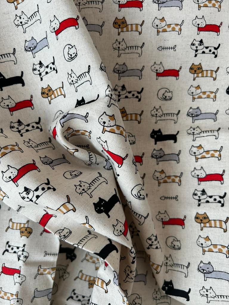 Japanse canvas katoen katten, Overige kleuren, Nieuw, Ophalen of Verzenden, 30 tot 120 cm