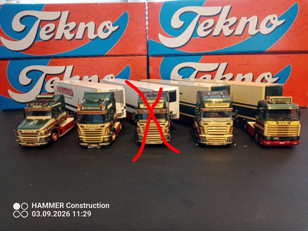 Tekno Scania's Perditrans, Hobby en Vrije tijd, Modelauto's | 1:50, Ophalen of Verzenden, Nieuw, Bus of Vrachtwagen, Tekno