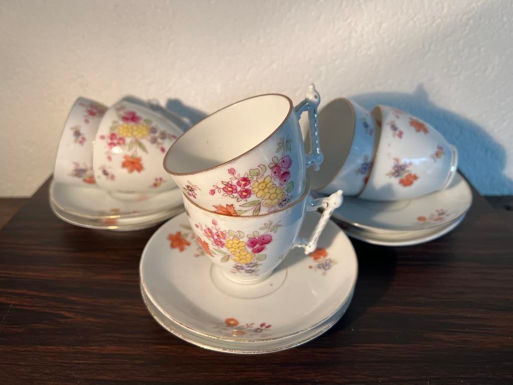 Unieke Antieke KPM Berlijn Set (6st) - Handgeschilderd - 19e, Antiek en Kunst, Antiek | Porselein, Ophalen of Verzenden
