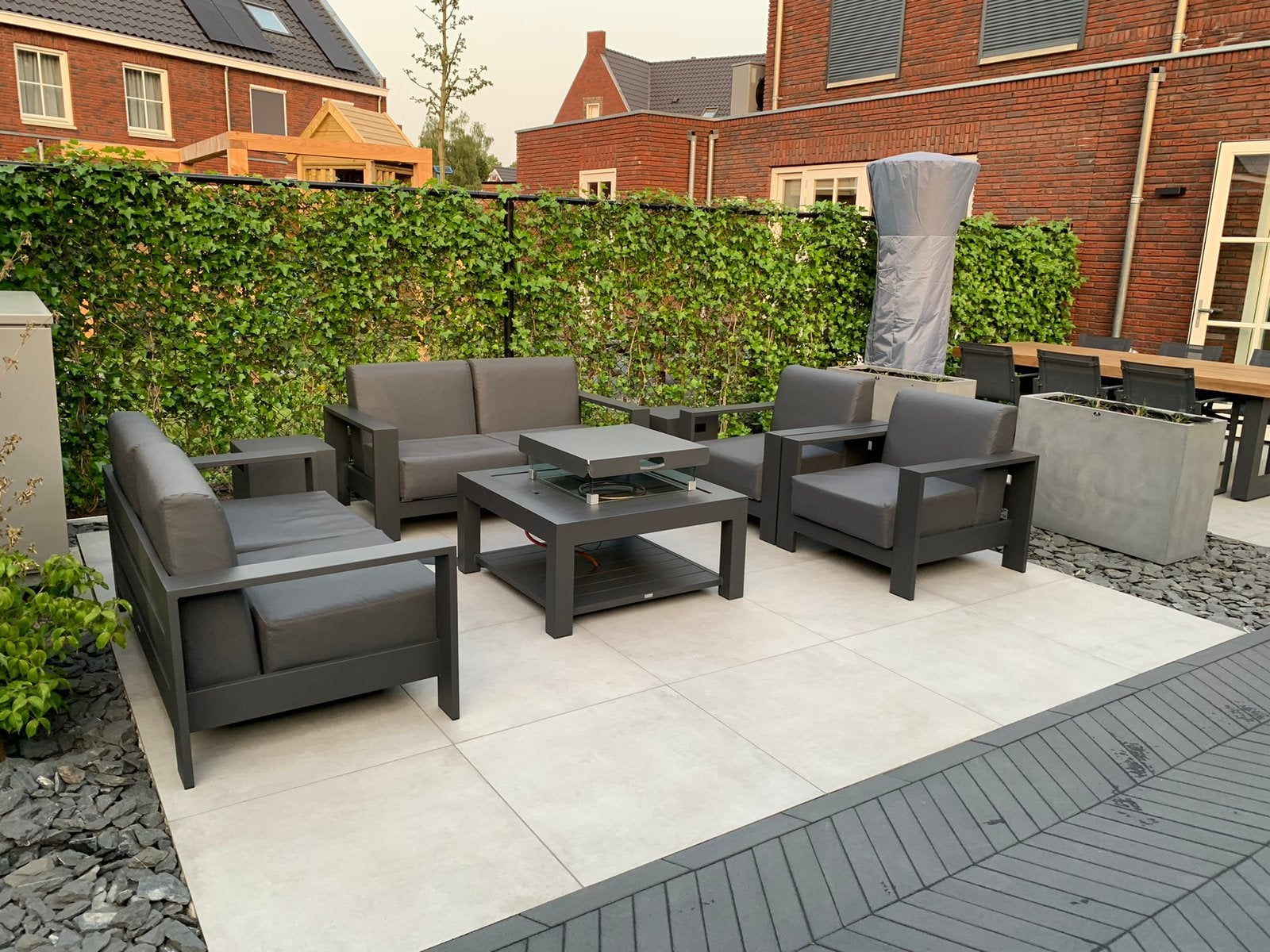 Lounge set incl Life buitenhaard, Tuin en Terras, Ophalen, 6 zitplaatsen, Aluminium, Loungeset
