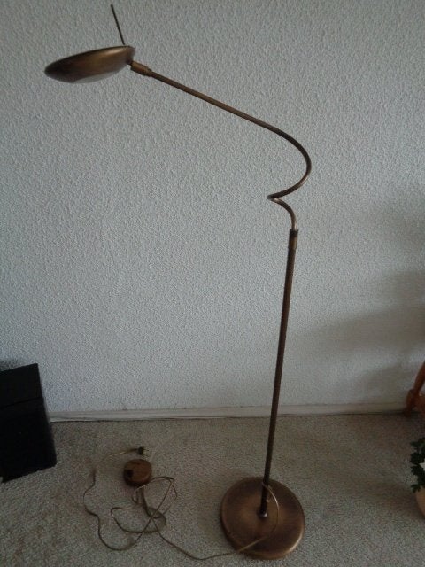 Fraaie staande lamp / vloerlamp met dimmer roestbruin mat, Huis en Inrichting, Lampen | Vloerlampen, Ophalen, Zo goed als nieuw