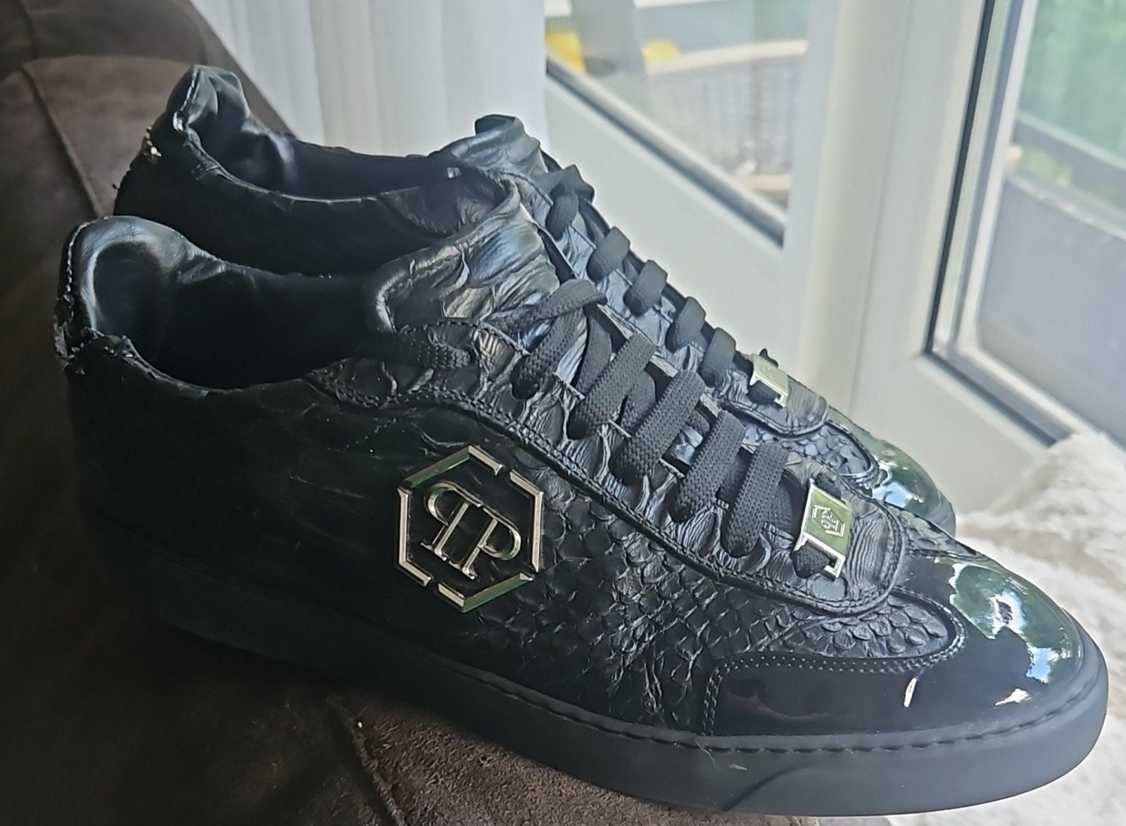 Philipp plein schoenen maat 42 zie fotos scheurtjes, Ophalen, Zo goed als nieuw, Zwart