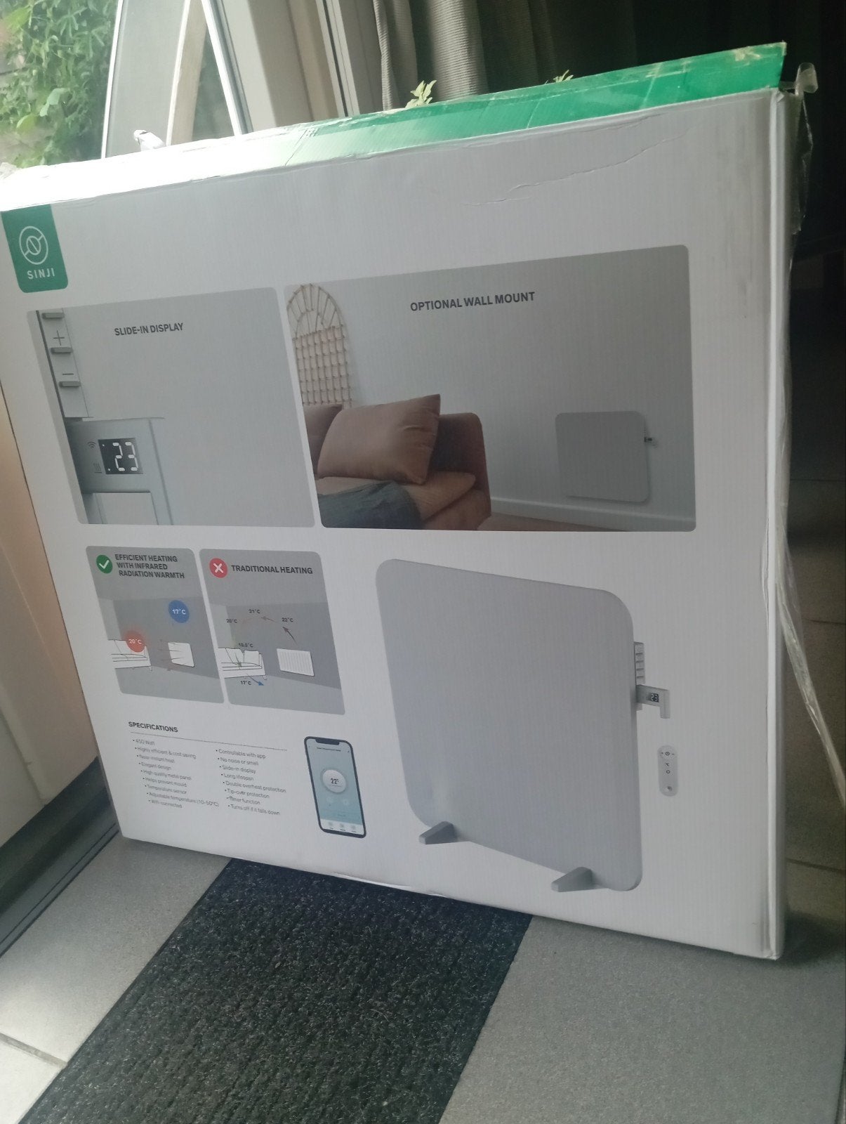 Nieuwe Sinji Smart Infrarood Paneel Radiator 450W (ongebr.), Ophalen, 30 tot 80 cm, Radiator, Minder dan 60 cm
