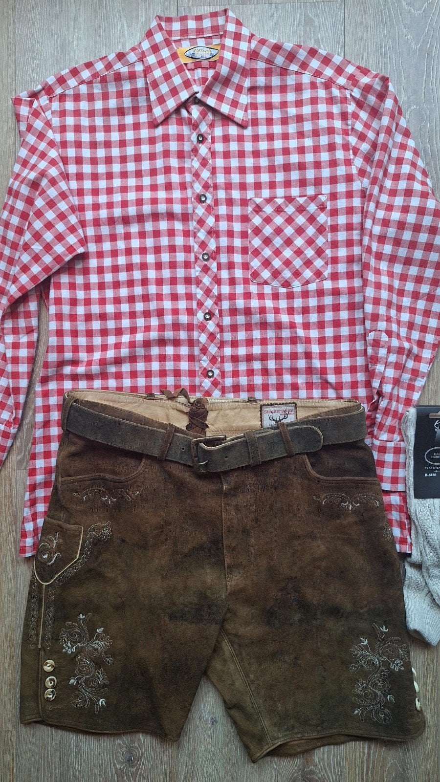 Lederhose 50 overhemd kousen oktoberfeest, Ophalen, Maat 48/50 (M), Overige thema's, Gedragen
