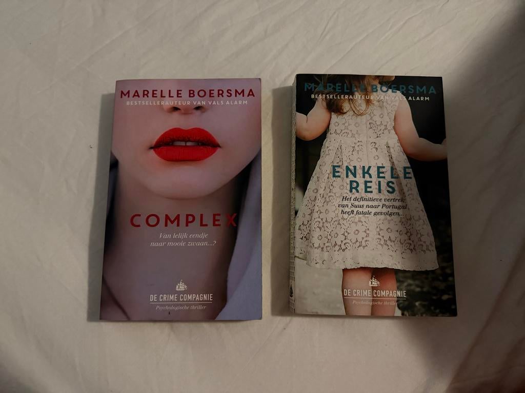 2 thrillers van Mariëlle Boersma: Complex en Enkele Reis, Ophalen of Verzenden, Zo goed als nieuw