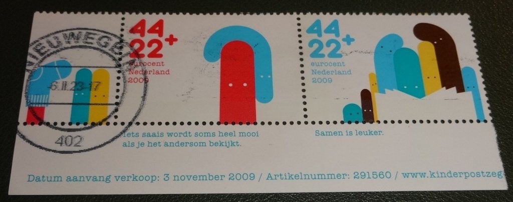 Kinderzegels - hoekstuk linksonder uit 2683 2009 - PNe01-10, Postzegels en Munten, Postzegels | Nederland, Verzenden, Gestempeld